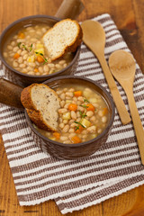 Homemade Vegetable Soup with beans. Selective focus.