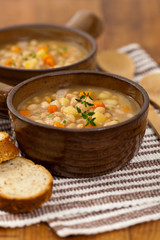 Homemade Vegetable Soup with beans. Selective focus.