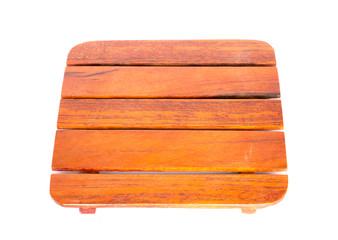 Wooden plate on white background.
