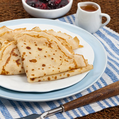 Blintzes or Pancakes. Selective focus.
