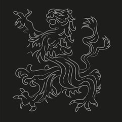 vector illustration of a watercolor griffin on black background