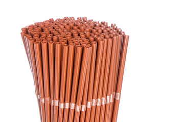Group of straws isolated on white background.