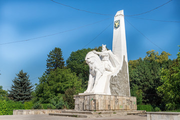 Equestrian statue of Bogdan I in Radauti town, Romania