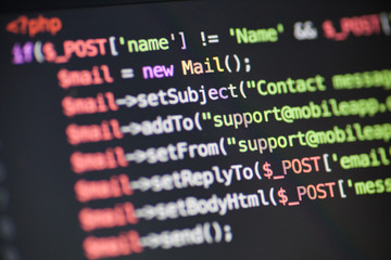 PHP code lines on a monitor