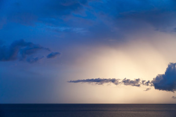 Dramatic cloudscape sea, summer morning sky
