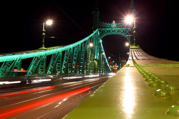 Budapest. Hungary. Bridge of Freedom. Night city.
