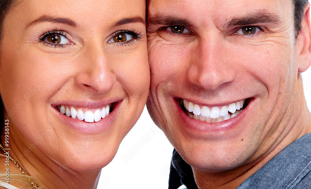 Poster Couple with white teeth.