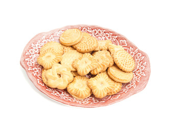 delicious cookies on glass plate