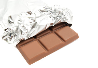 bar of chocolate on white