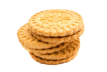 stack of tasty cookies on white