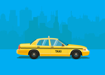 Fototapeta na wymiar Taxi car. Flat styled illustration