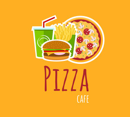 Pizza Cafe Logo Composition