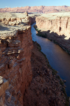 The Colorado River flows through Marble Canyon on its way to the Grand Canyon