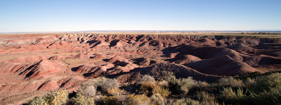 Panorama of Painted Desert National Monument in northeastern Arizona