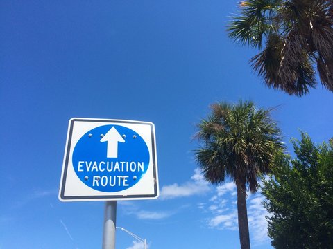 Hurricane Evacuation Route sign in Jacksonville Beach, Florida