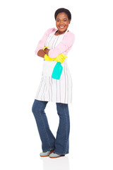 Fototapeta premium african housewife holding cleaning liquid