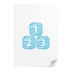 Blue handdrawn 123 Blocks illustration on white paper sheet with
