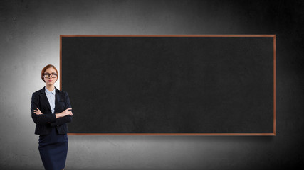 Woman at blackboard