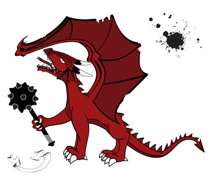 medieval red dragon tattoo in vector format