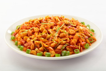 Peanut salad topped extra virgin olive oil