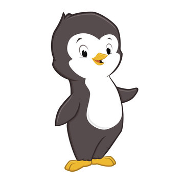Vector illustration of cute cartoon baby penguin