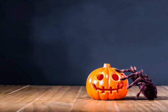 Halloween pumpkin with spider