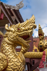 Fototapeta premium Naga serpent at Wat Pan Tao in Chiang Mai, Thailand