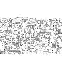 Obraz premium Abstract cityscape background, seamless pattern for your design