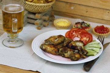 wings barbecue sauce vegetables