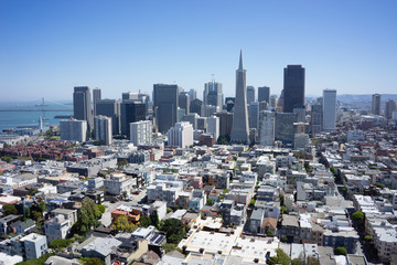 Fototapeta na wymiar San Francisco Cityscape view from above on clear blue Summer day