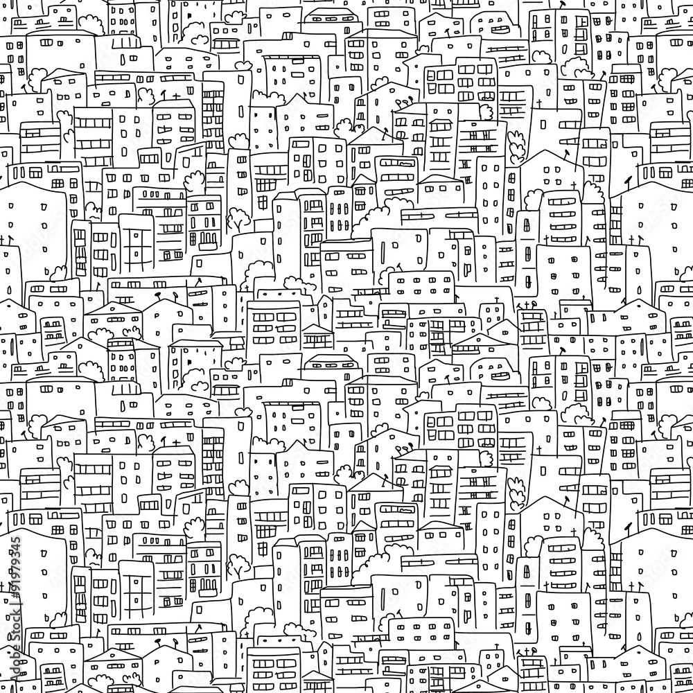 Poster abstract cityscape background, seamless pattern for your design