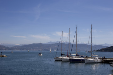 Obraz na płótnie Canvas Barche a vela nel porto
