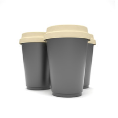 Three paper coffee cups
