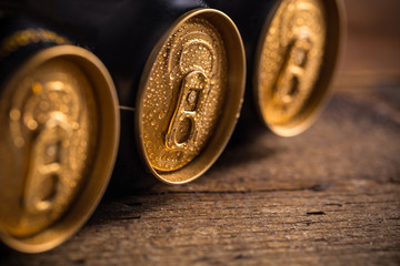 Cans with water drops