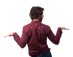 back young man dancing