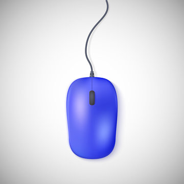 Blue computer mouse on white