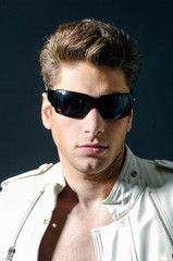 handsome young man with sunglasses-close up