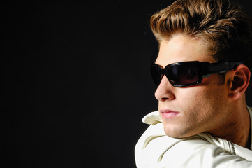 Young man's portrait. Close-up face.