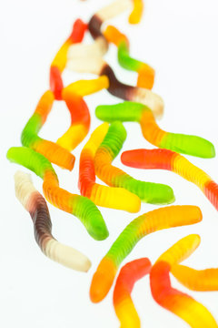 Gummy worms close up