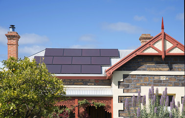 Solar panels on old heritage house