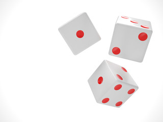 three dices on white