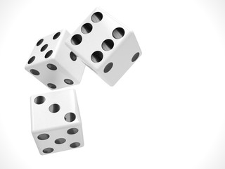 three dices on white
