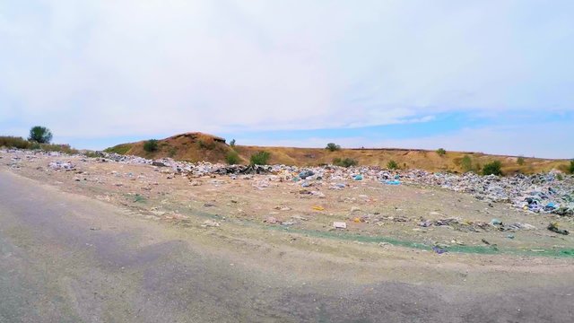 Garbage Dump Along Road In Ukraine