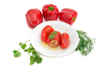 Stuffed bell peppers on a white dish