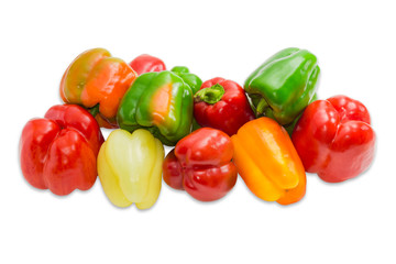 Pile of a bell peppers on a light background