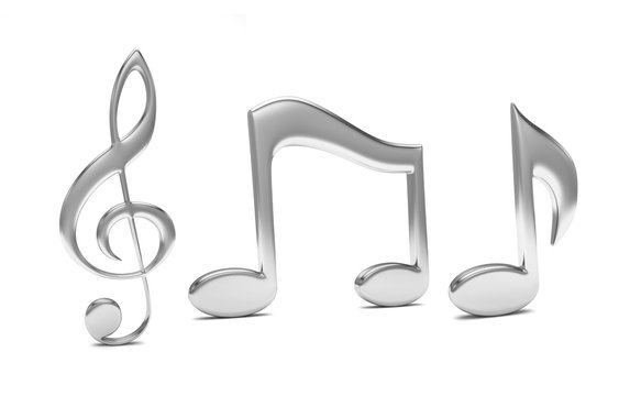 Music Note 3D, On White