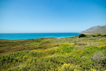 Beautiful coastal view and seascape from the Pacific Coast Highway Route 1, California, United States