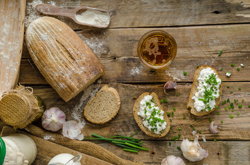 Homemade bread with spread