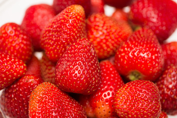 Strawberries arranged on the display