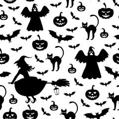 Halloween silhouette pattern seamless